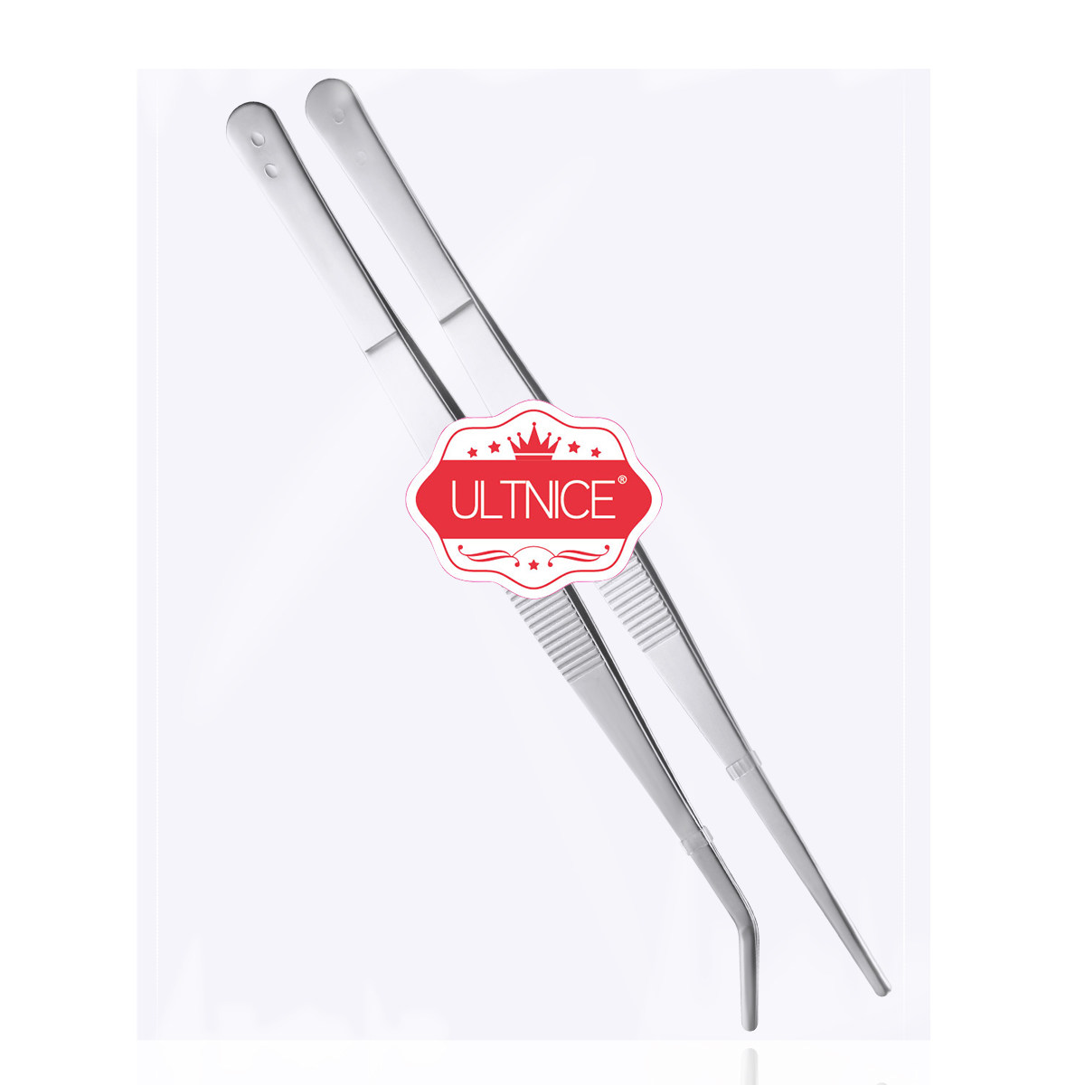 Feeding Tong Stainless - 2 Stück Edelstahl-Pinzetten, Silber, 25 cm,